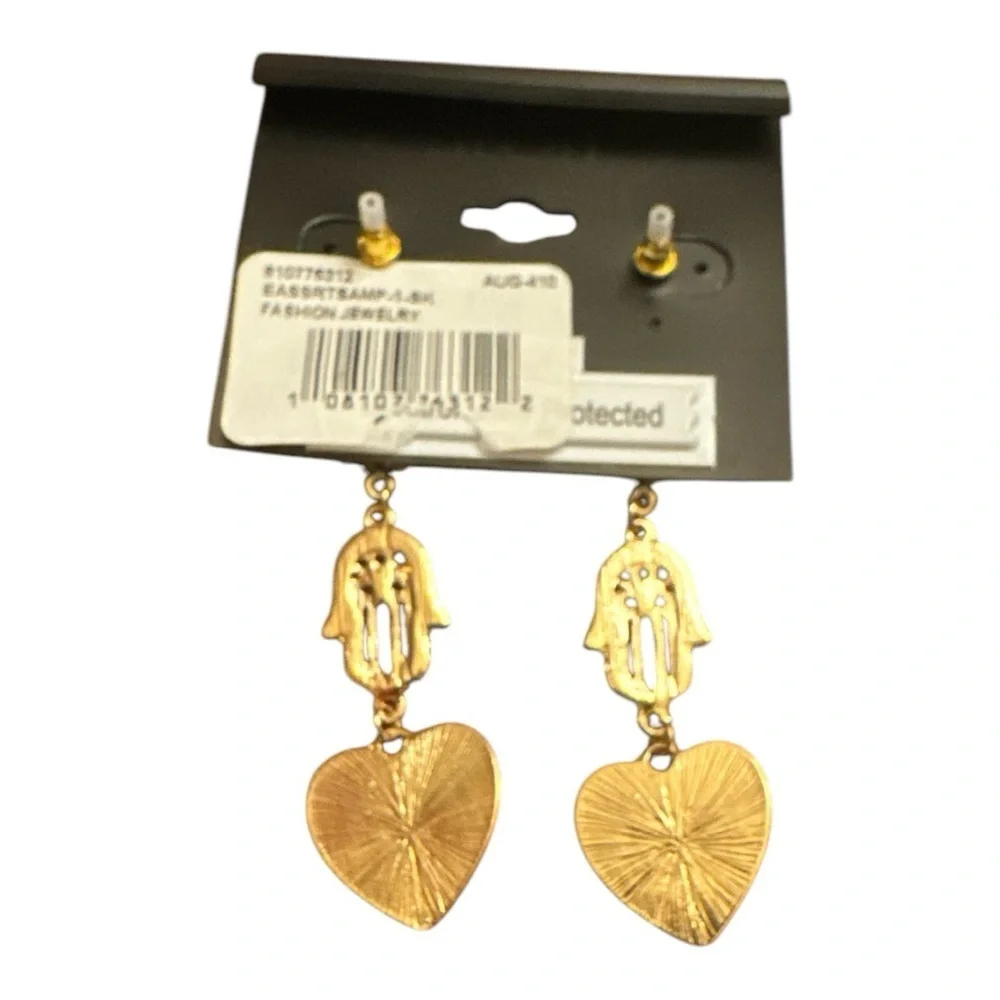 Noir Jewelry Hamsa Evil Eye Heart Drop Earrings